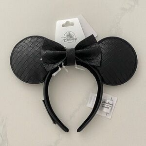 Disney Black Woven Minnie Ear Headband with Bow Loungefly